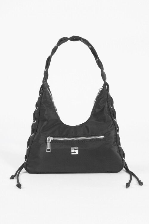 Cartera de hombro acordonada negro
