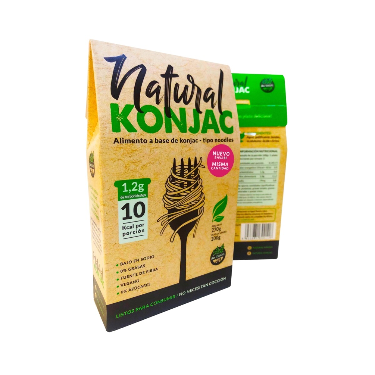 Pasta Natural Konjac Sin Gluten 270g - Fideos Konjac 270g S/tacc 
