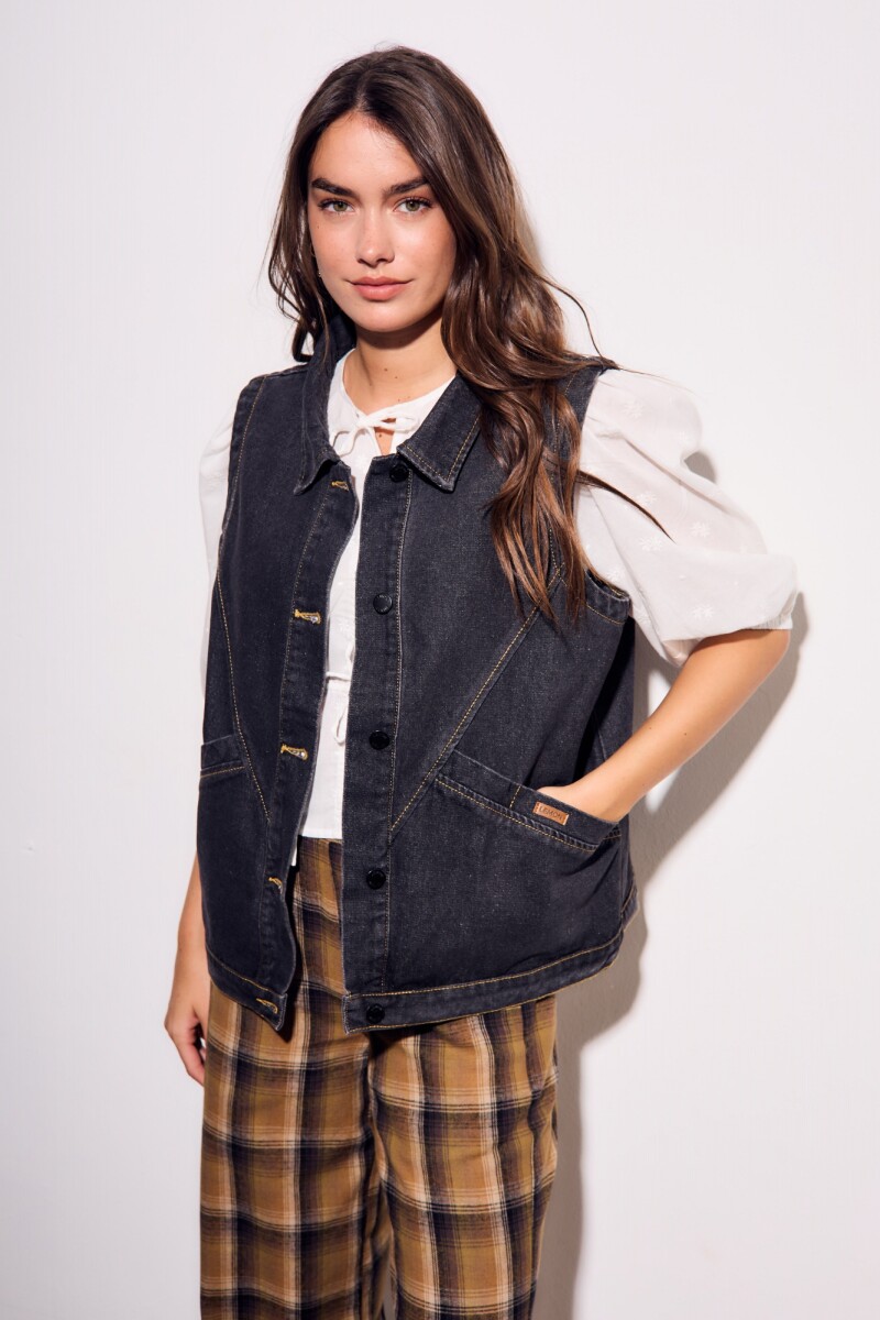 Chaleco Denim Jean Gris