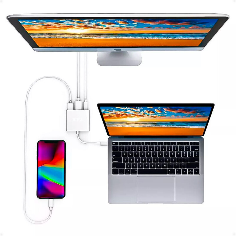 HUB Adaptador USB Tipo C 3.1 a HDMI, USB Tipo C y USB A Compatible con Mac HUB Adaptador USB Tipo C 3.1 a HDMI, USB Tipo C y USB A Compatible con Mac