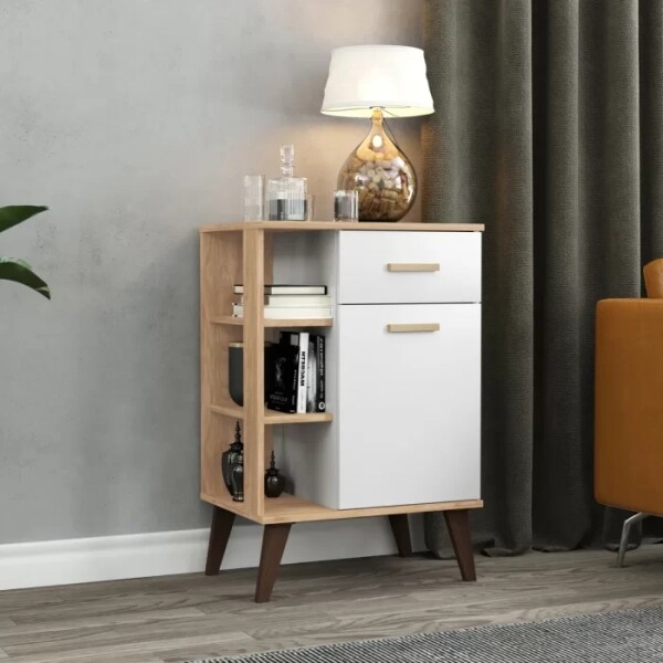 Aparador ComboHome Nórdico 54cm 2 Cajones Estantes Laterales Blanco 1