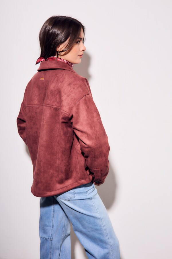 Sobrecamisa Gamuza Cuero Vegano Bordeaux