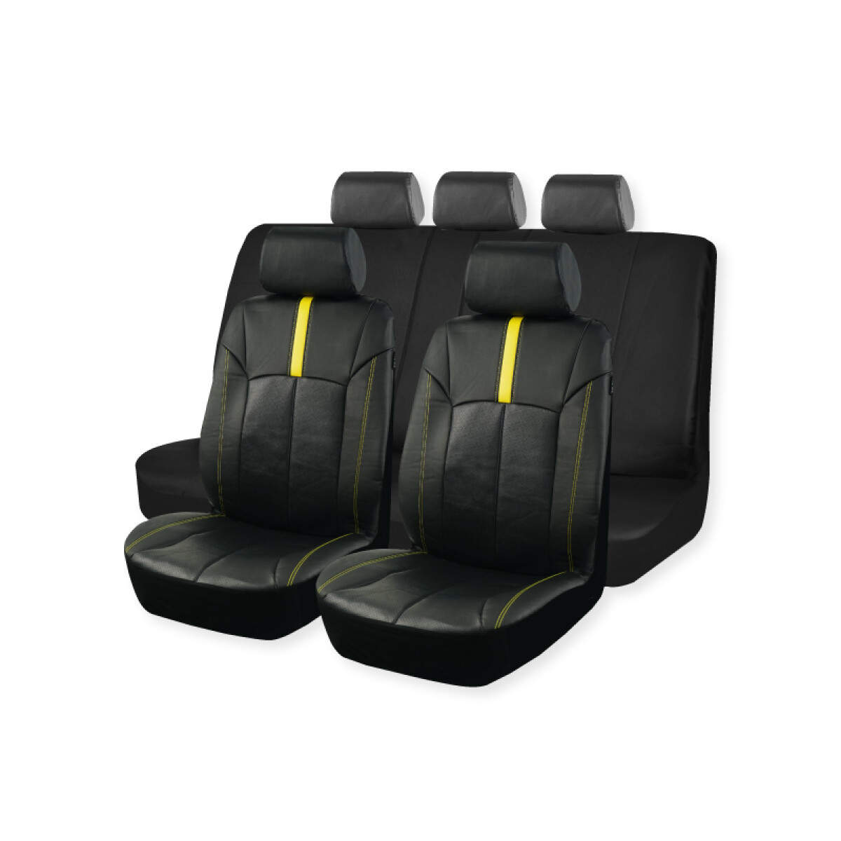 Cubreasiento Negro Y Amarillo 9 Piezas Eco Cuero 