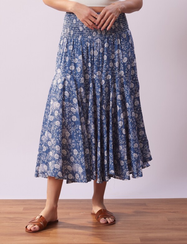 Falda Volados Flores AZUL/MULTI