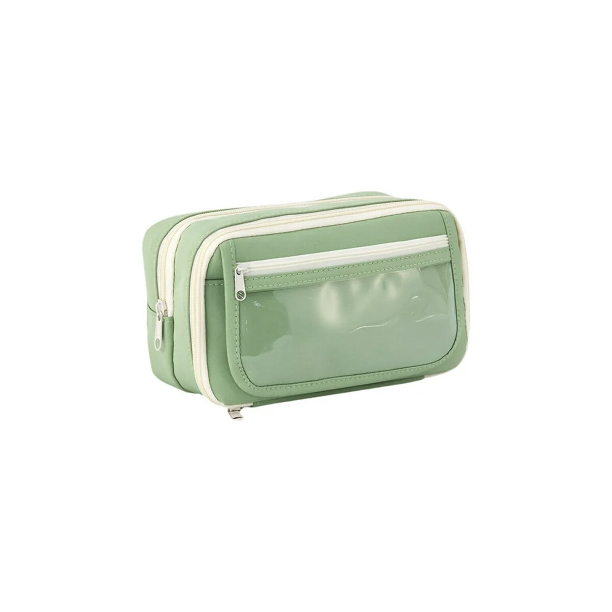 Cartuchera con divisiones y visor 12x22x9cm - Verde 