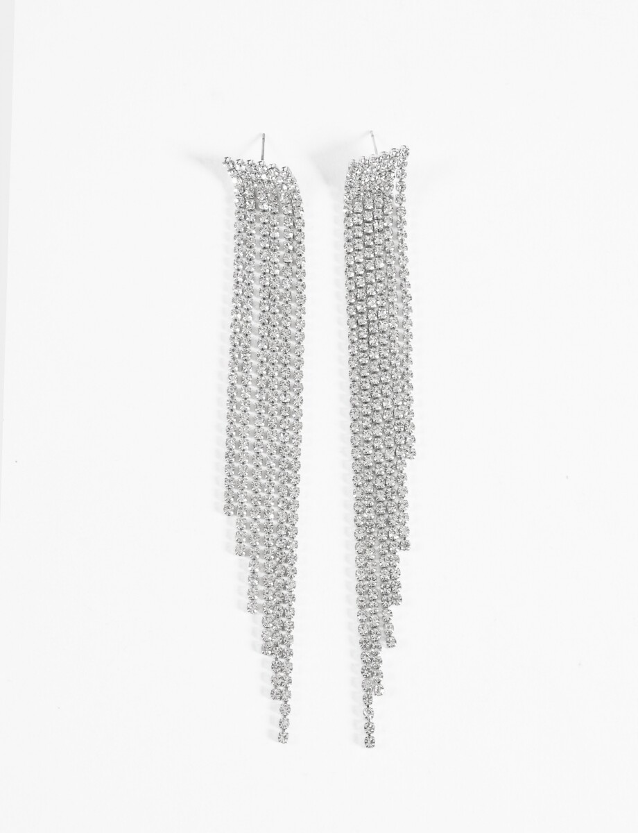 Caravanas party strass larga - plateado 