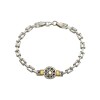 Pulsera Flor-Plata y Oro-Sin Piedra-PU5003 sinpiedra