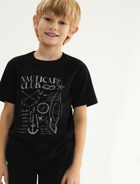 CAMISETA BÁSICA CON ESTAMPA NEGRO
