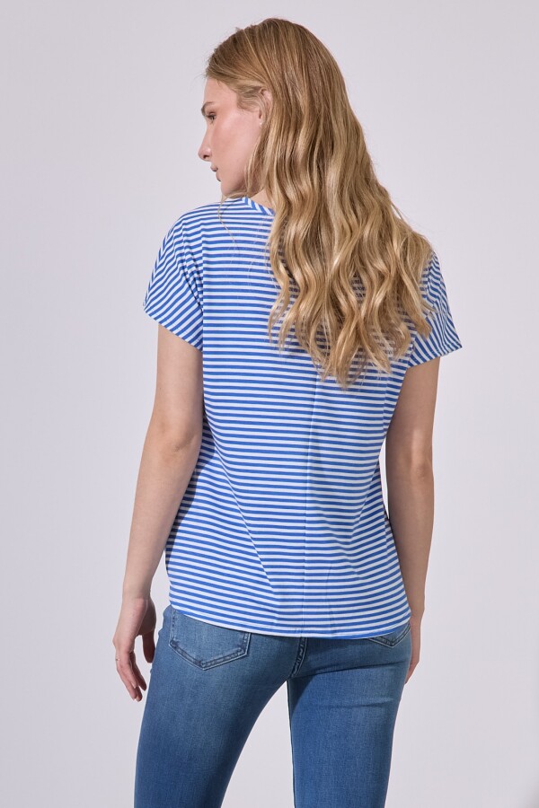 Remera Lineas AZUL/BLANCO