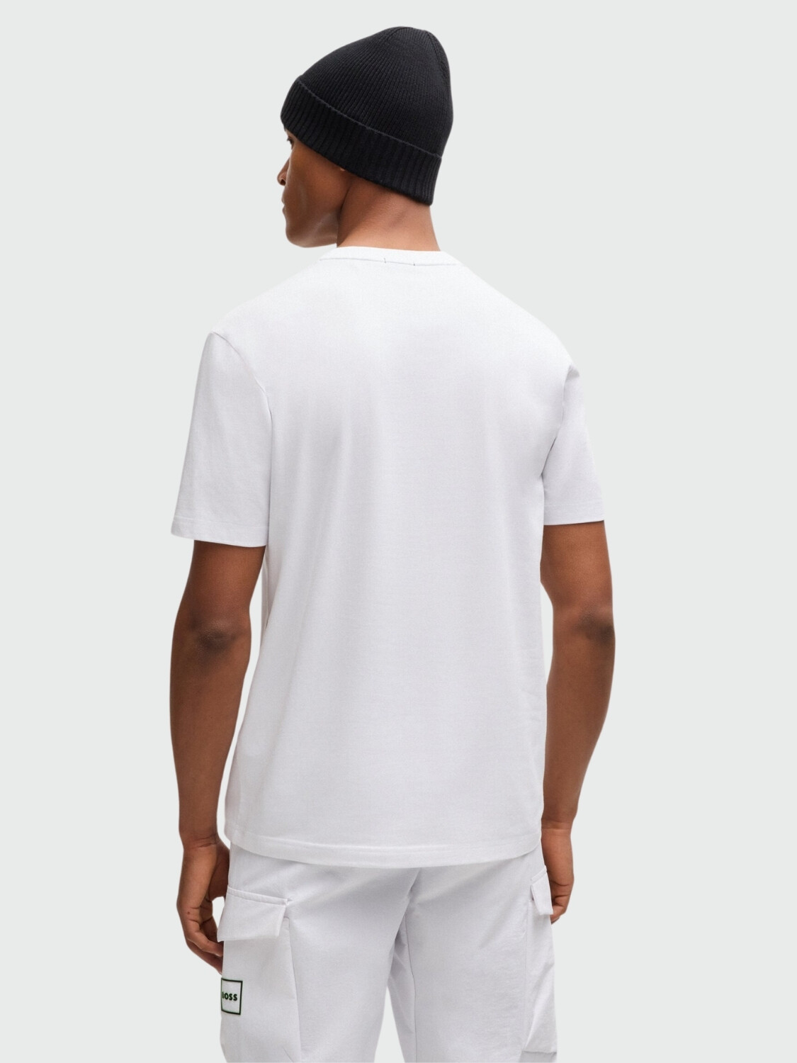 BOSS Camiseta de Algodón Elástico con Arte Impreso y Bordado Blanco