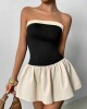 VESTIDO MINI NEGRO Y BEIGE Negro