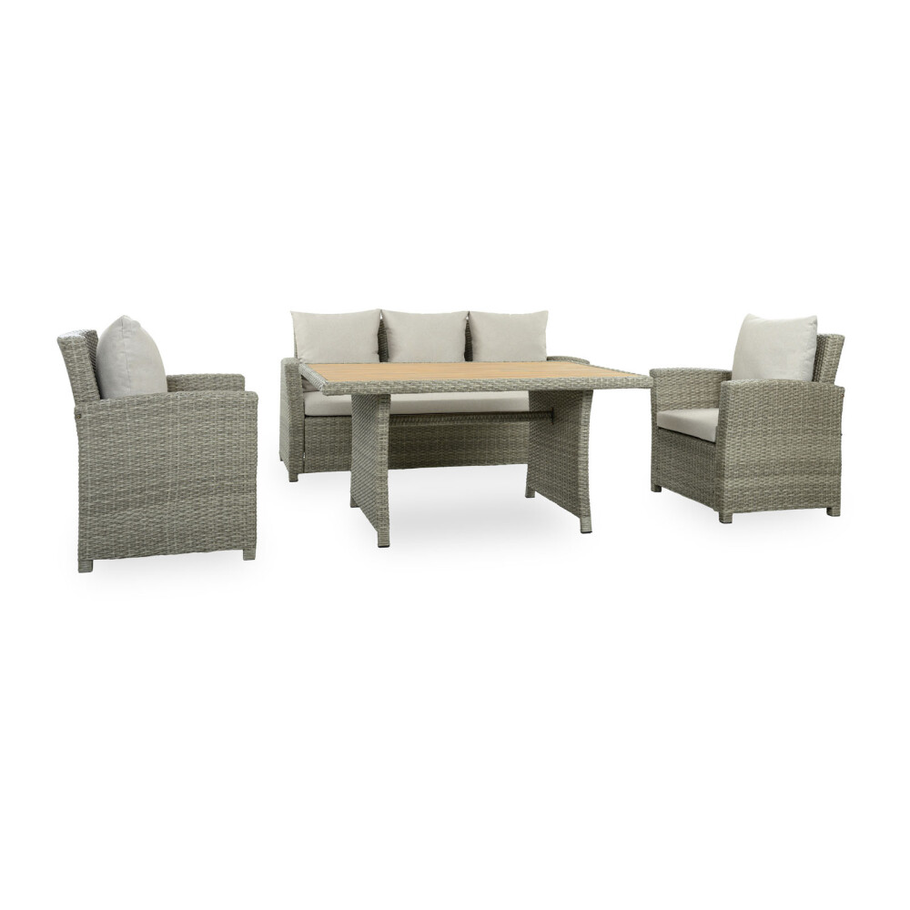 SET DE COMEDOR RATTAN-SINTETICO NATURAL-BEIGE MALIBU