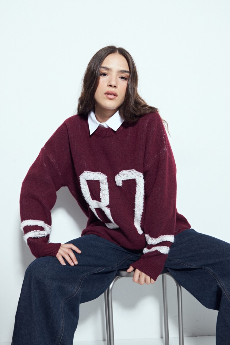 SWEATER VARSY Bordó Merlot