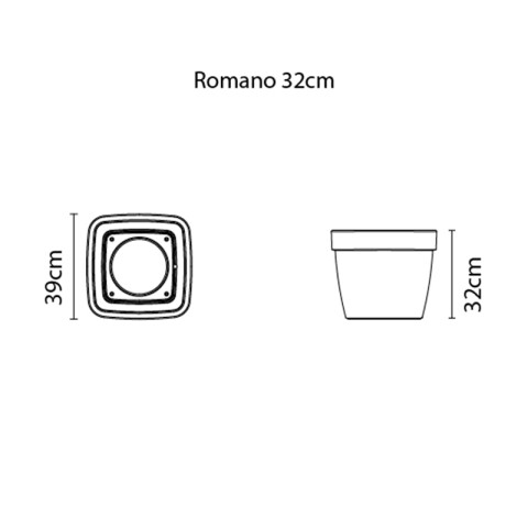 Maceta "ROMANO" 39 x 39 x 32cm. símil cemento -TRAMONTINA TD0346