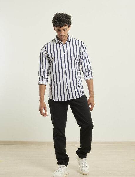 012411 CAMISA HARRINGTON LABEL Blanco/negro