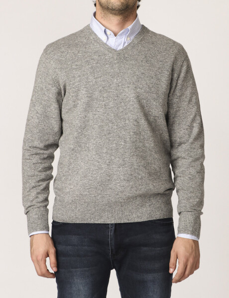 Sweater V Harrington Label Gris Medio