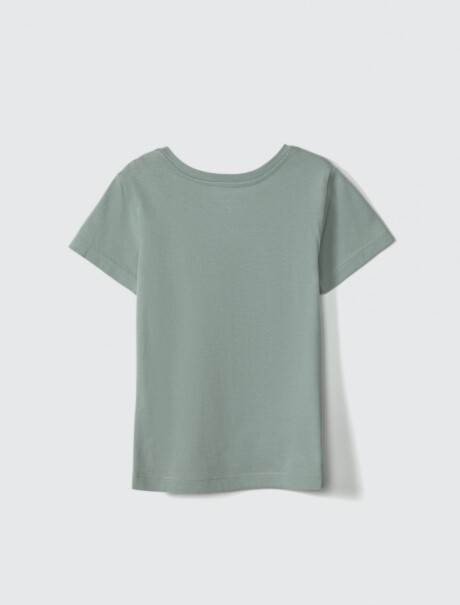 CAMISETA DE NIÑA MANGA CORTA ESTAMPADA VERDE