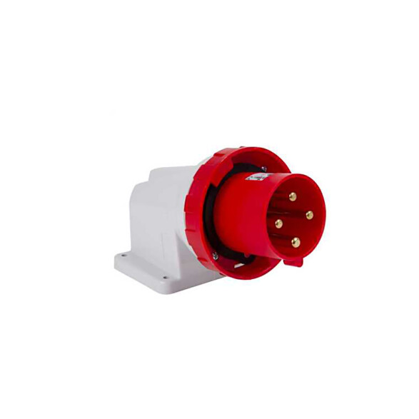 Ficha industrial 3P+T 63A 400V con base IP44 roja GG0452