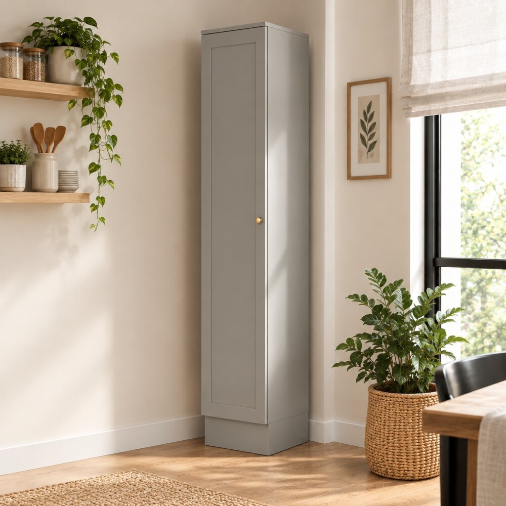 PANELERO TORRE 1 PUERTA ARMARIO MULTIUSO LÍNEA AMERICANA GRIS