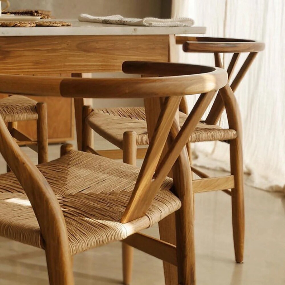 Silla Wishbone - Madera de Haya y Rattan natural Natural