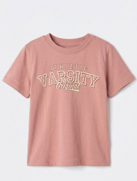 CAMISETA BÁSICA INFANTIL CON ESTAMPA ROSA