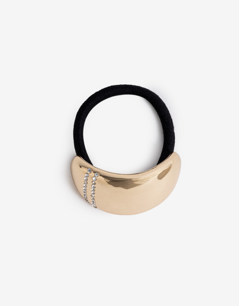 Gomitas Elásticas Strass Pony Cuff De Metal Con Strass. - Dorado