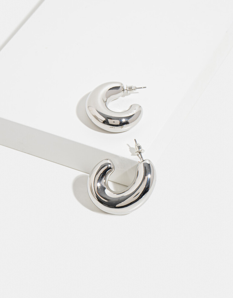 Aros Argollas Metal Aros Argollas Chunky - Plateado Rodio