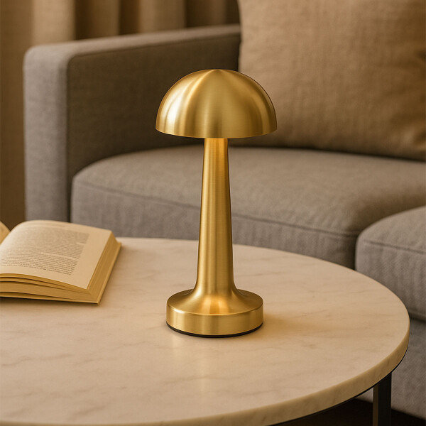 Lampara De Mesa De Luz Led Recargable Dorado