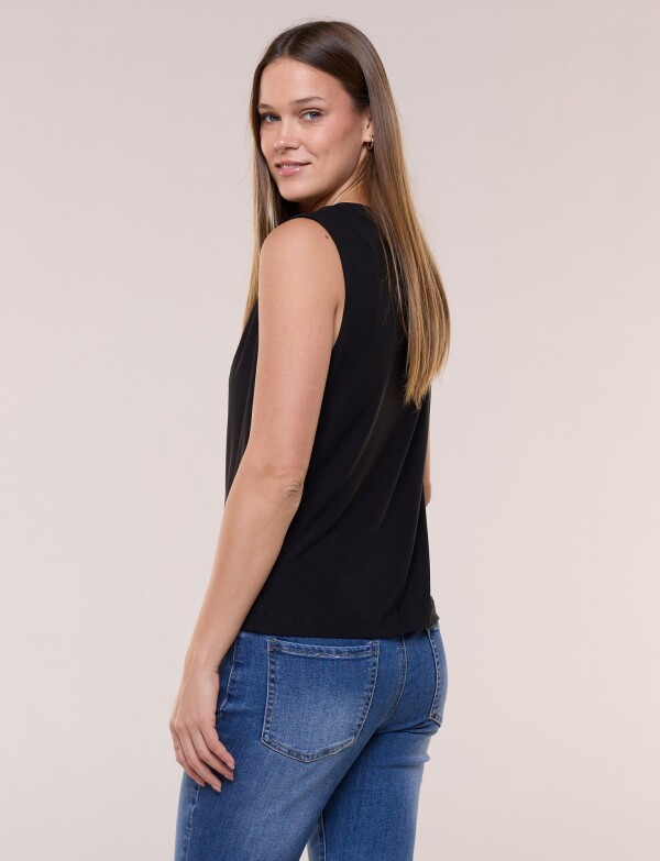 Blusa Escote Calado Y Cuentas Doradas NEGRO