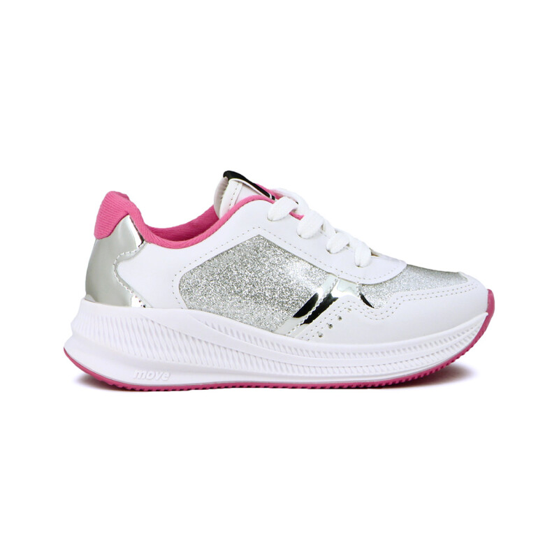 Molekinha Calzado Deportivo Acordonado C/ Glitter Plata-blanco