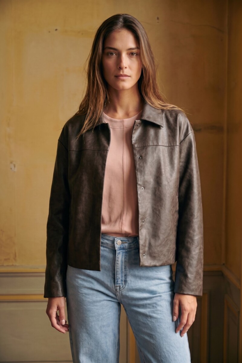 Campera Cuero Vegano Chocolate