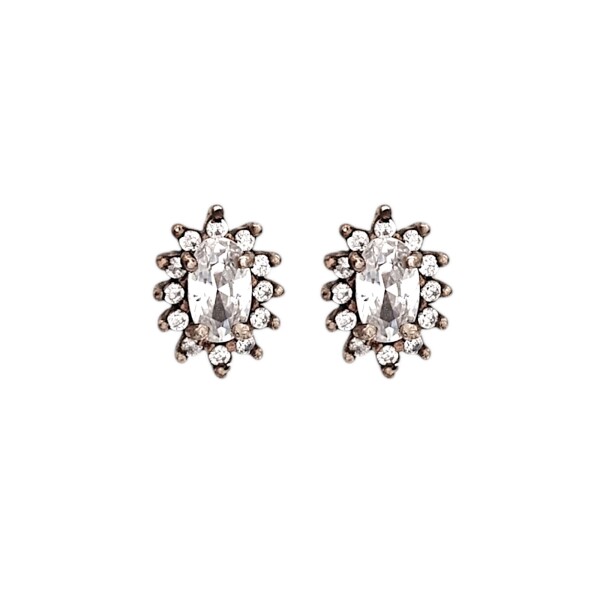 Caravanas Oval-Plata 925-Piedra zirconia-CA3070 conpiedra