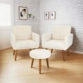 CONJUNTO 2 POLTRONAS + PUFF ORLEANS - BEIGE CONJUNTO 2 POLTRONAS + PUFF ORLEANS - BEIGE