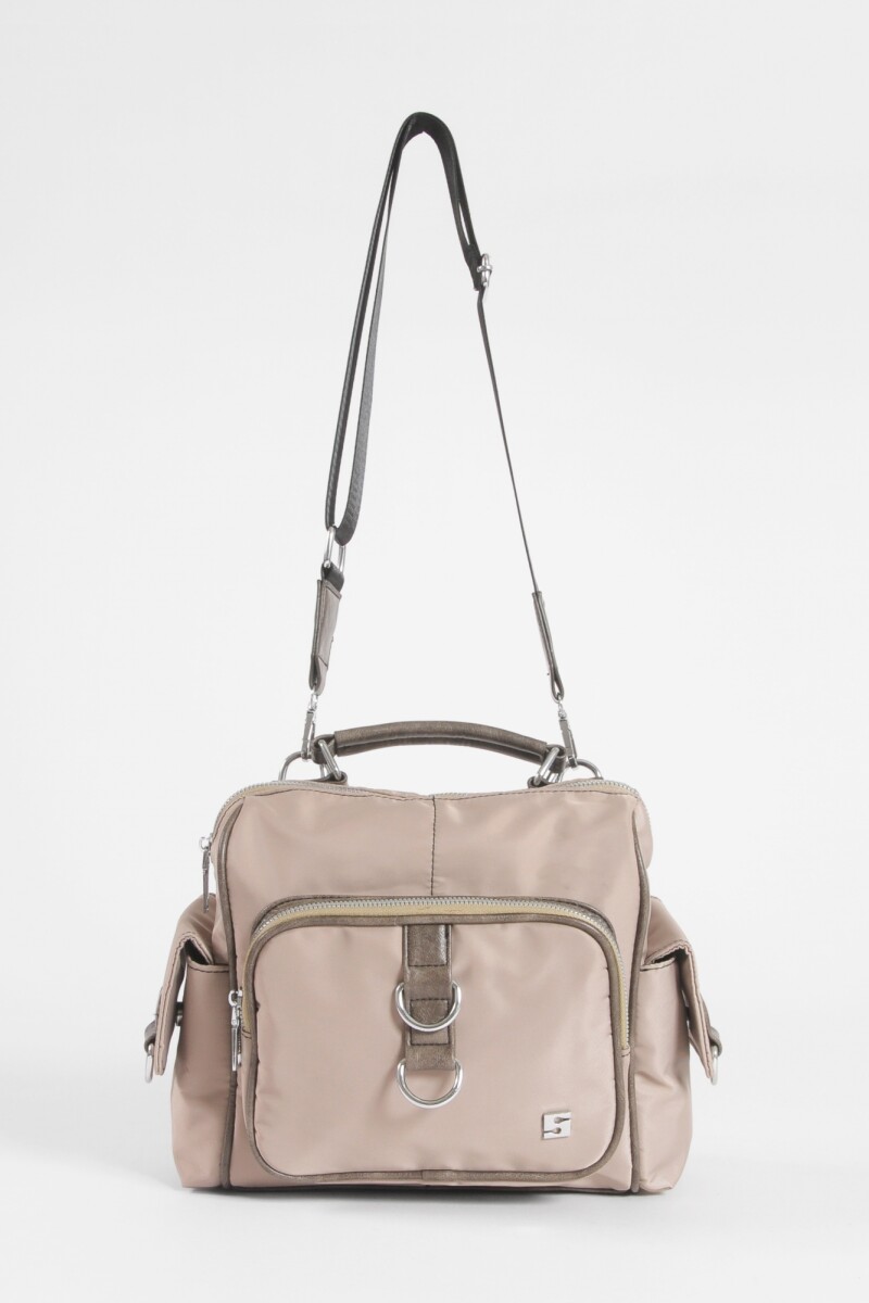 Bandolera - mochila bolsillos beige
