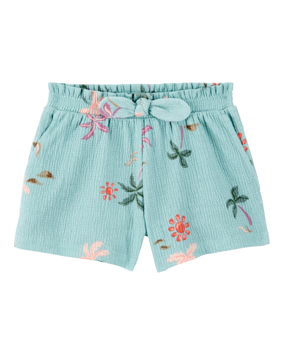 Short de jersey arrugado, diseño floral 