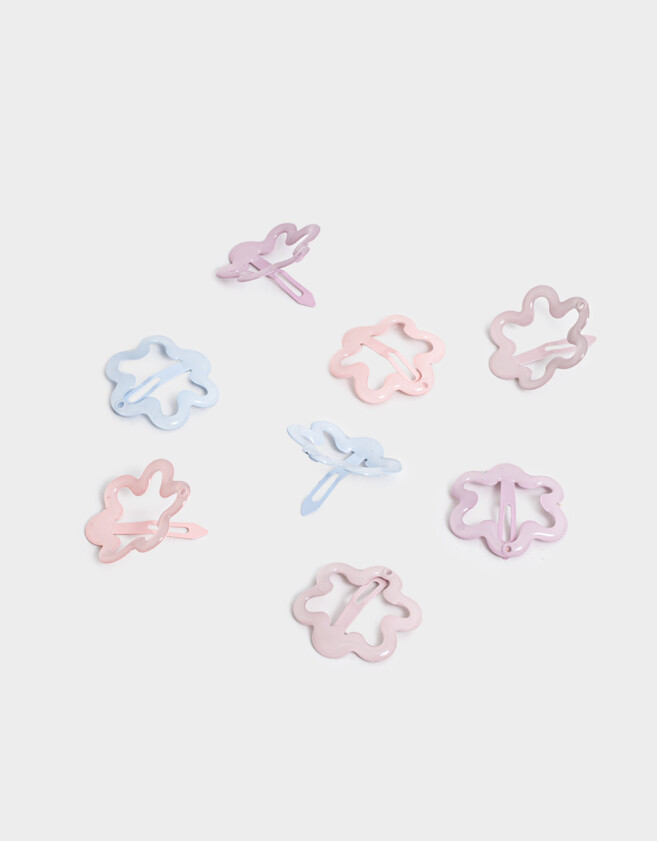 Hebillas Infantiles Con flores Set De Hebillas Tic Tac - Combinacion Multicolor