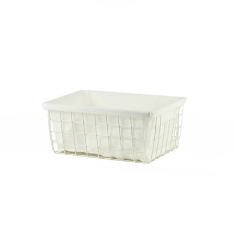 Canasto Cesto Organizador Metal y Tela Cocina Baño Oficina Blanco