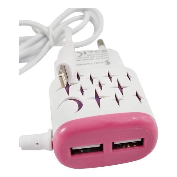 Cargador Carga Rápida 3.1a Lightning + Dos Usb Calidad Variante Color Rosa
