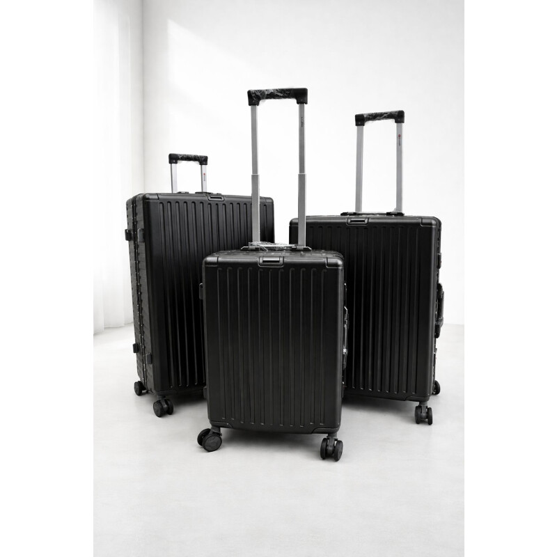 Set de Valijas Rígidas x3 con Ruedas 360° – Equipaje de Viaje Negra