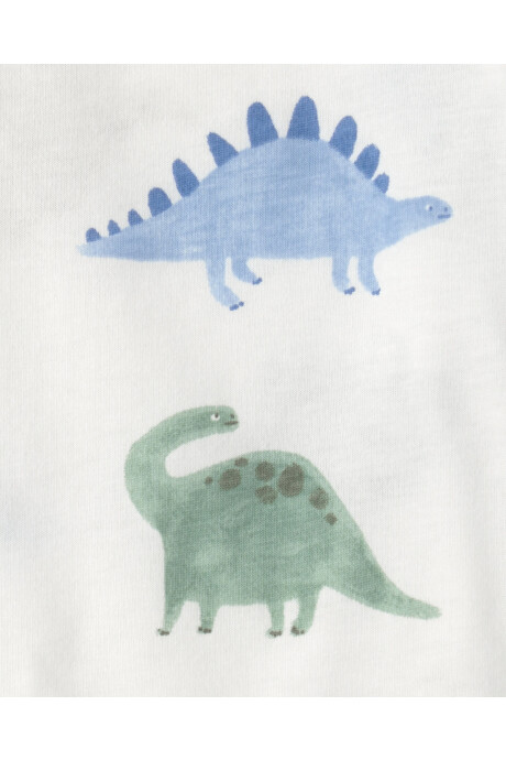 Set dos piezas de algodón, enterito corto verde y remera, diseño dinos Sin color
