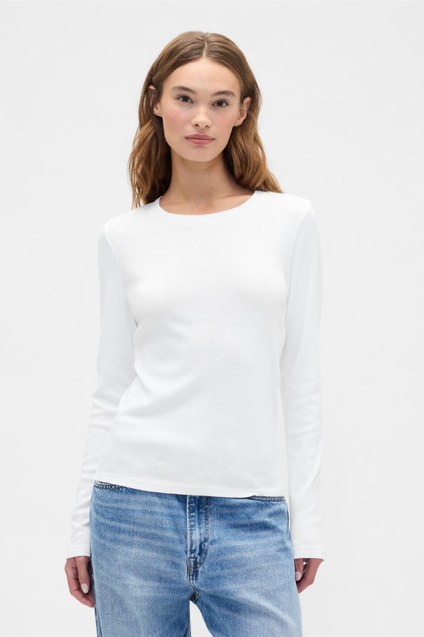 Remera Manga Larga Mujer White Uk