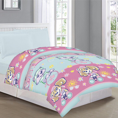 Acolchado Infantil Paw Patrol Microfibra 1 Plaza MENTA/CORAL