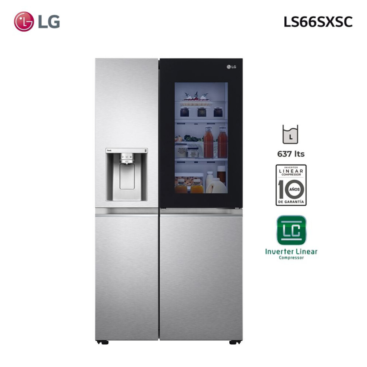 Refrigerador Inverter Insta View 637L LG LS66SXSC 