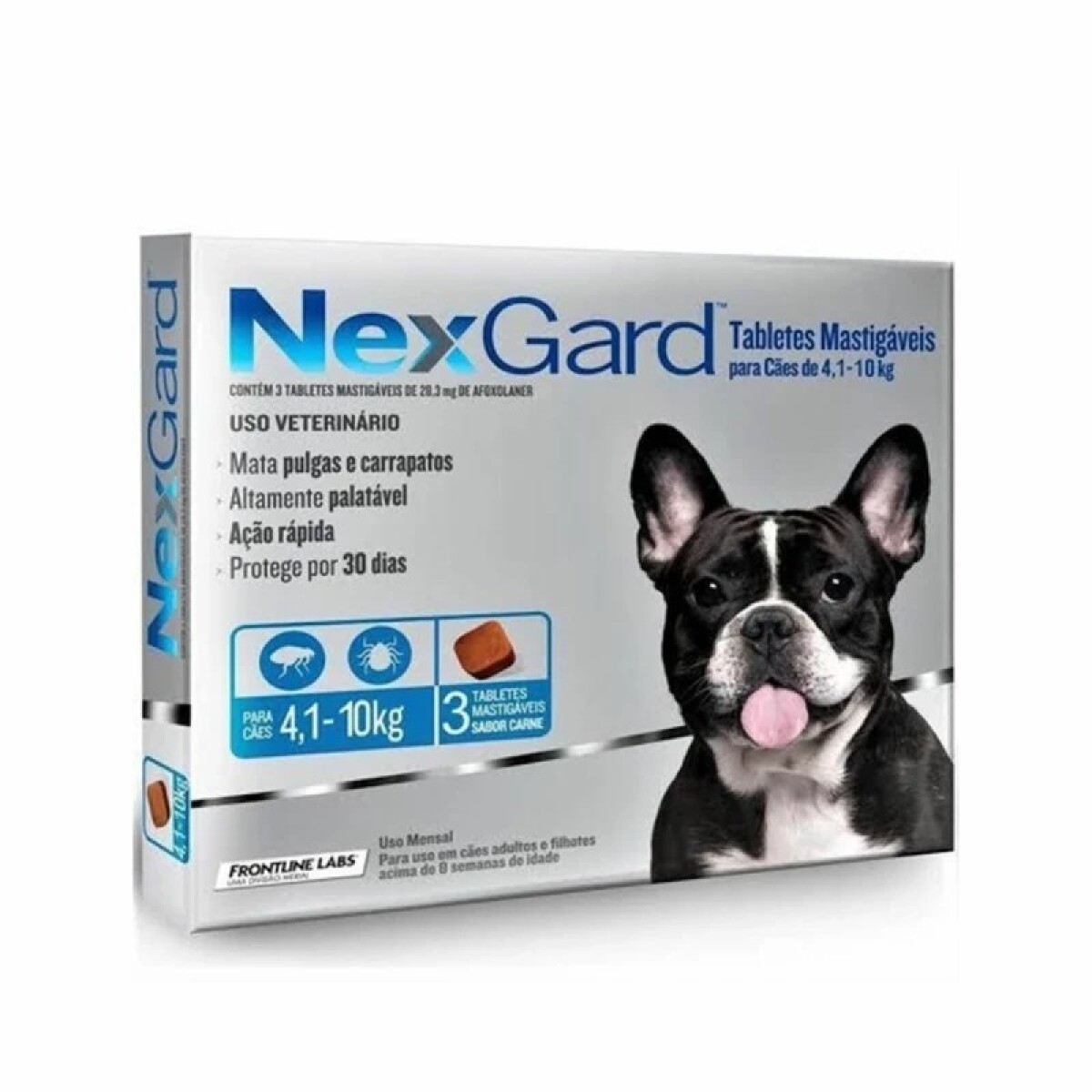 NEXGARD PASTILLA ANTIPULGAS Y GARRAPATAS X 3 COMP - DE 4 A 10 KG 
