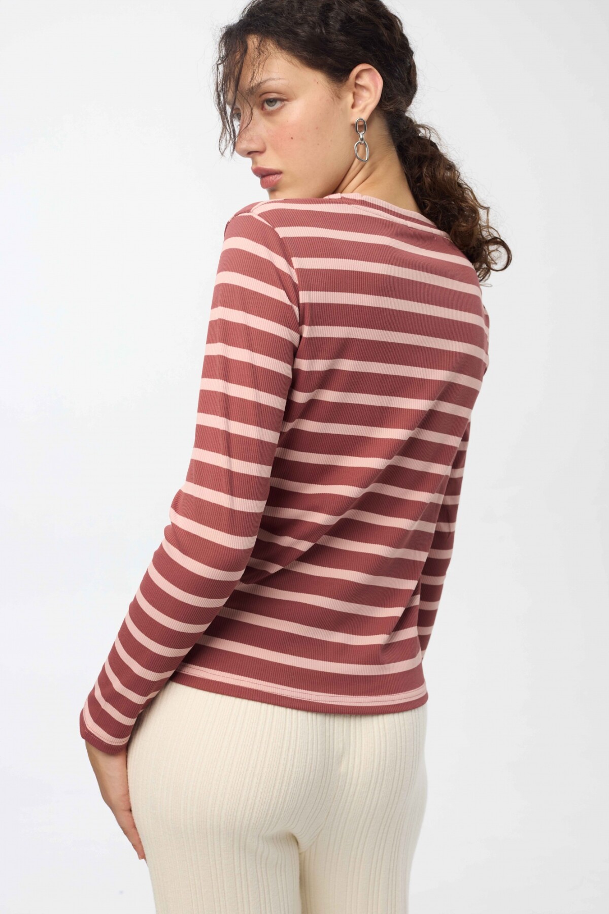 Remera Palma Rayas Rojo