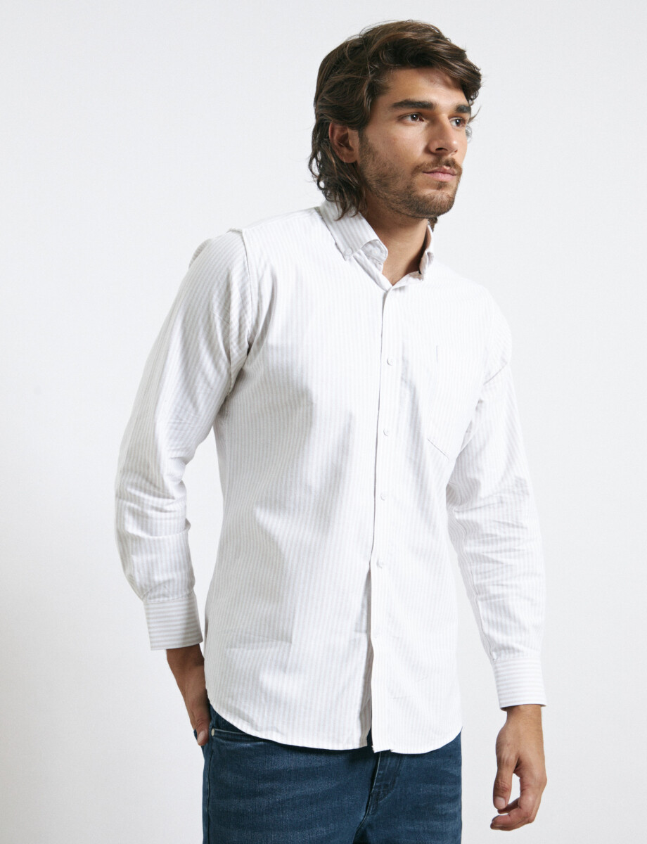 012684 CAMISA HARRY Beige/blanco