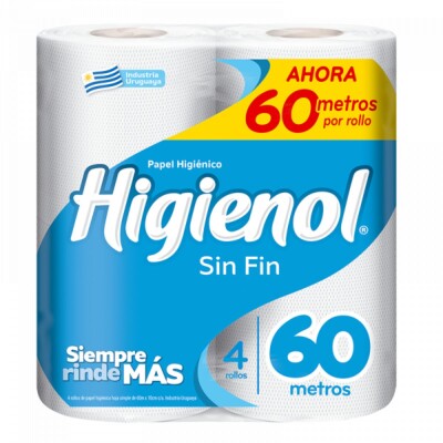 Papel Higiénico Higienol Sin Fin 60 MT - X4 Papel Higiénico Higienol Sin Fin 60 MT - X4