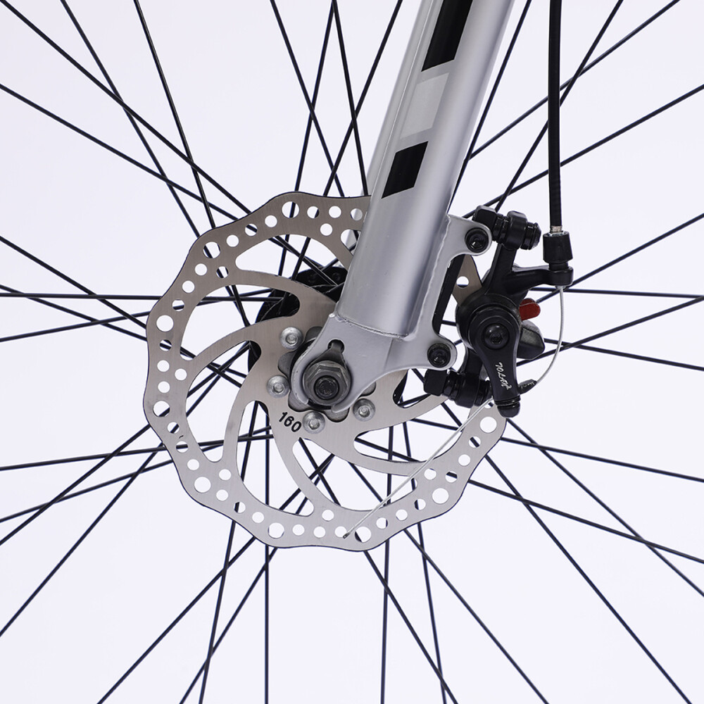 BICICLETA MONTAÑA RODADO 29 CON AMORTIGUADORES Y COMPONENTES SHIMANO - 21 CAMBIOS GRIS NARANJA
