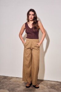 Pantalon Gingham Marron