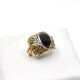 Anillo 18K Firmado Rama, Con Piedra De Color, Brillantes Y Zafiros Sinteticos Anillo 18K Firmado Rama, Con Piedra De Color, Brillantes Y Zafiros Sinteticos